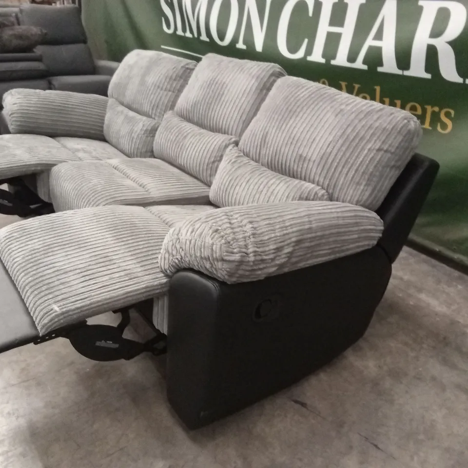 SIENNA FABRIC/FAUX LEATHER HIGH BACK 3 SEATER RECLINER SOFA RRP £849