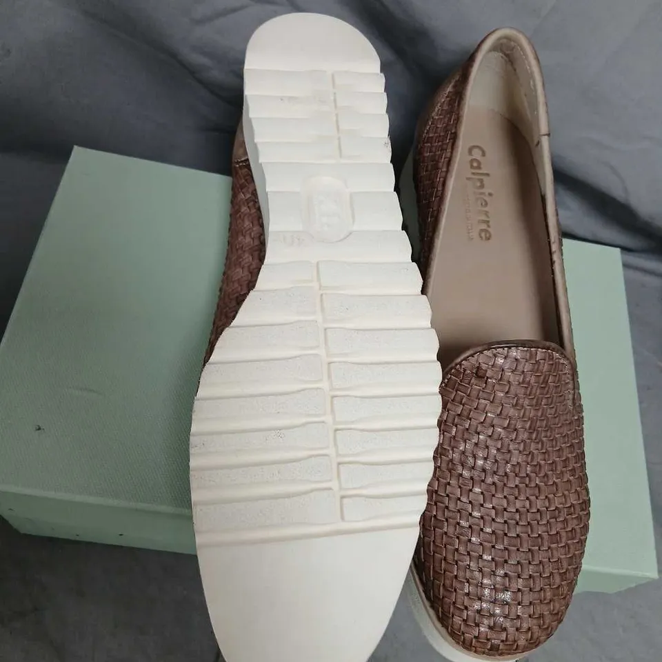 CALPIERRE ZAPATOS DESIGNER SHOES – WOVEN LEATHER SLIP-ONS, UK 6.5