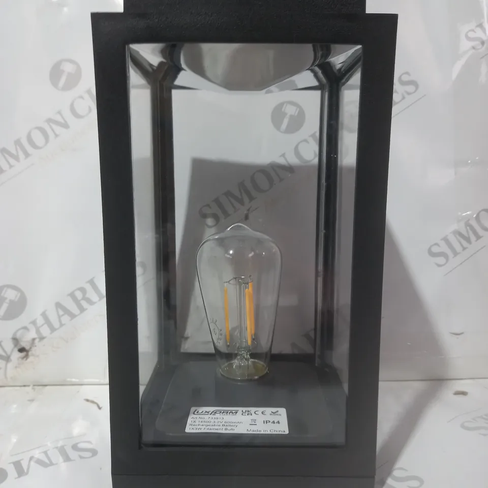 BOXED LUXFORM CONTEMPORARY TABLE LANTERN WITH FILAMENT BULB