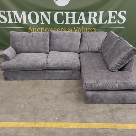 QUALITY DESIGNER GREY VELVET CORNER SOFA