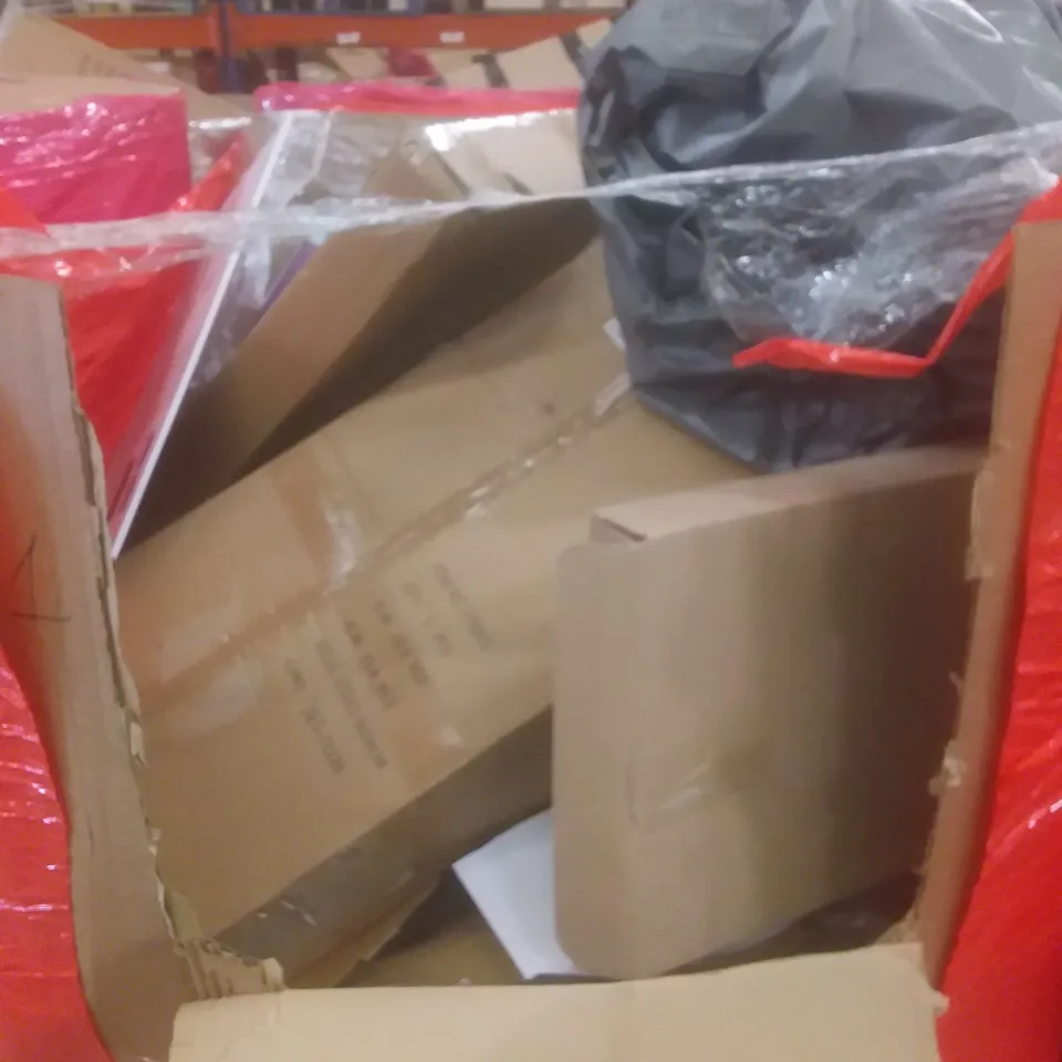 PALLET OF ASSORTED HOUSEHOLD PRODUCTS AND ITEMS, INCLUDING; TOILET SEAT, KIDS PLAY PRAM, LAPTOP TABLE, BOXED FURNITURE ETC 
