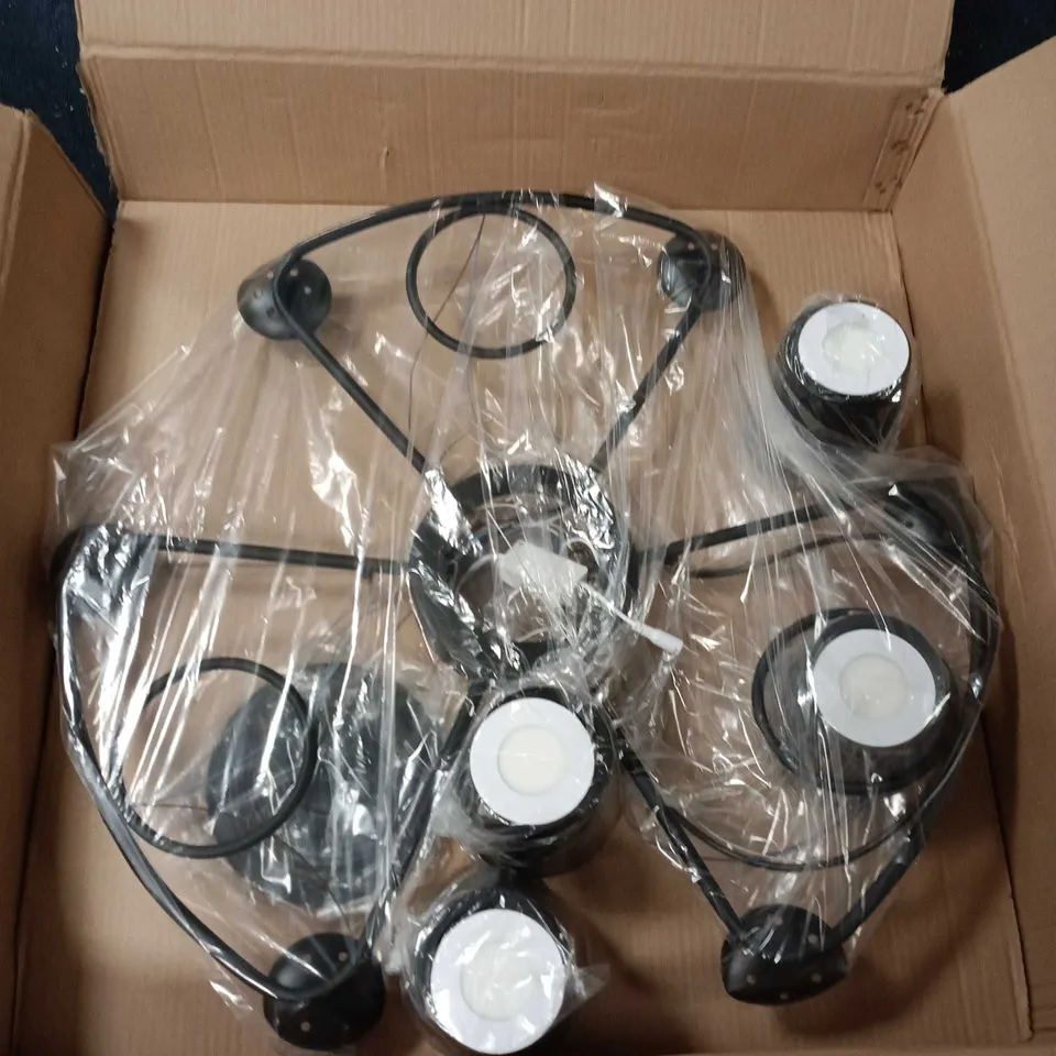 CEILING CHANDELIER LIGHT FITTING – BLACK METAL FRAME