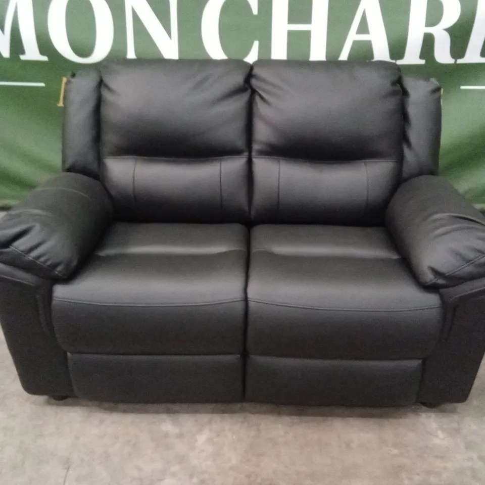 ALBION LUXURY FAUX LEATHER HIGH BACK 2 SEATER SOFA - BLACK RRP £519