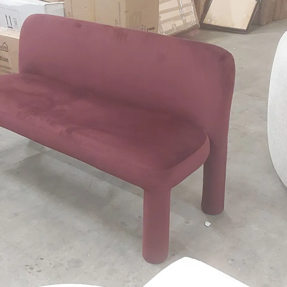 QUALITY DESIGNER MASON PLUM VELVET 3 SEATER DINING BENCH