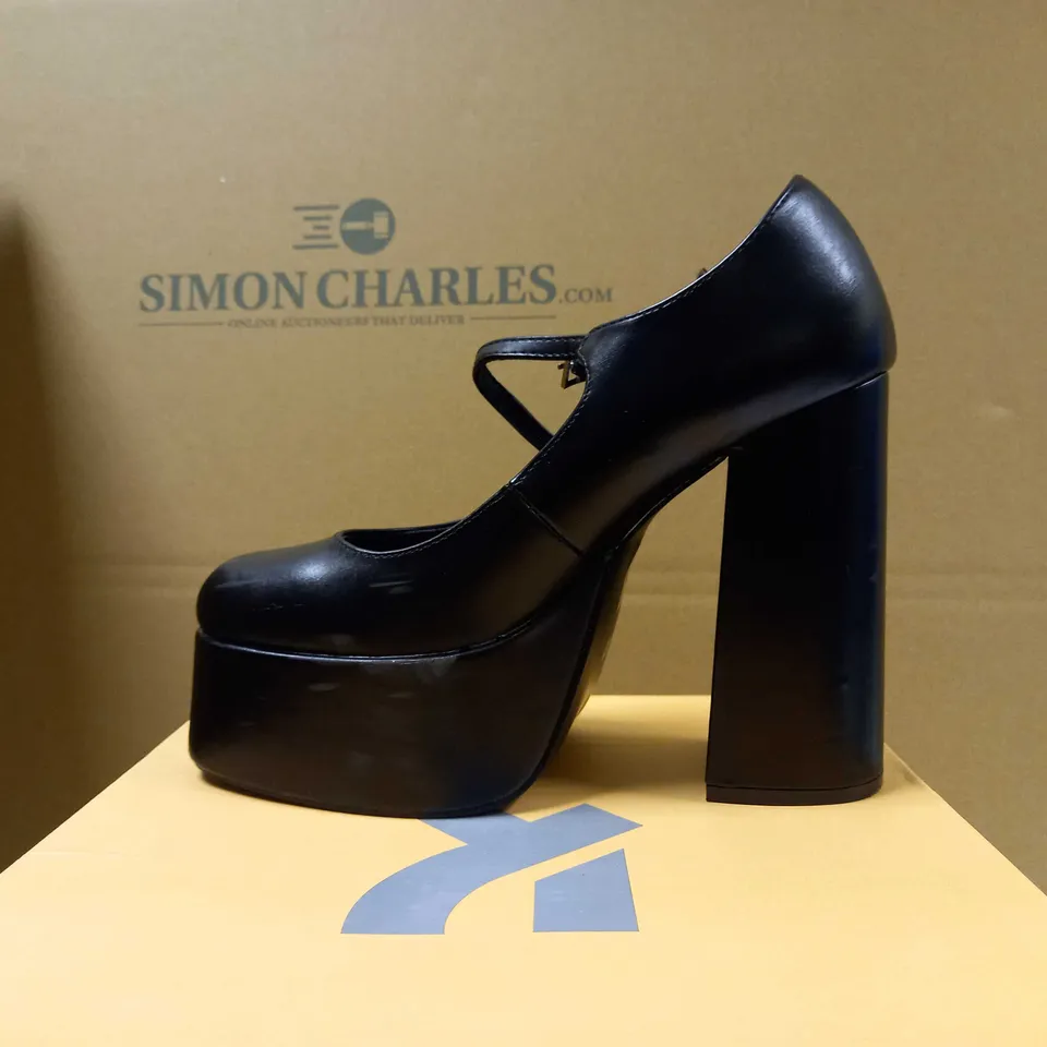 KOI BLACK DARKBLOOM PLATFORM VEGAN HEELS - SIZE 7