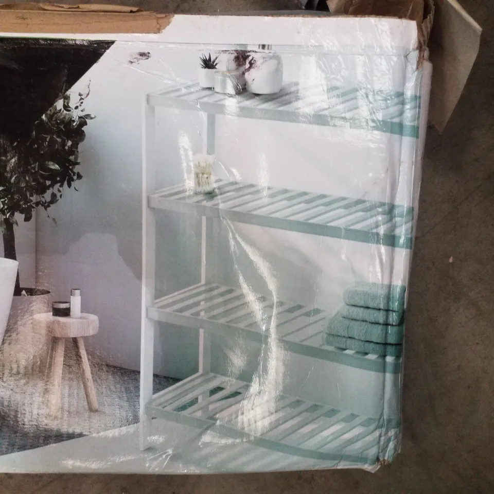 BOXED KEPLIN 4 TIER BAMBOO SHOE RACK - WHITE