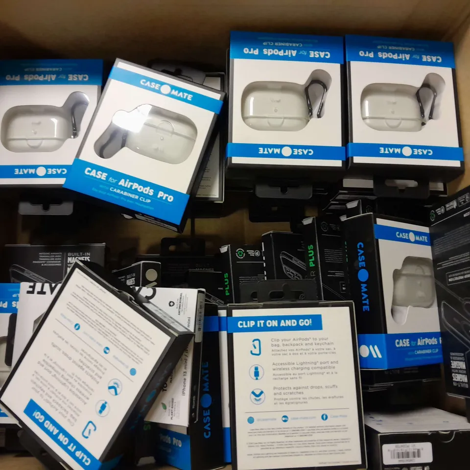 APPROXIMATELY 30 CASE MATE PHONE ACCESSORIES TO INCLUDE AIRPODS PRO CASES, TOUGH CLEAR PUS IPHONE 12/13 MINI CASES, ETC