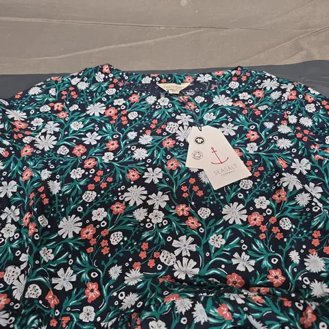 SEASALT CORNWALL LINE STROKES DRESS IN FLORAL MARITIME SIZE UK 12 