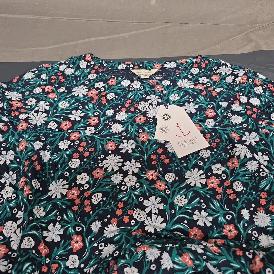SEASALT CORNWALL LINE STROKES DRESS IN FLORAL MARITIME SIZE UK 12 