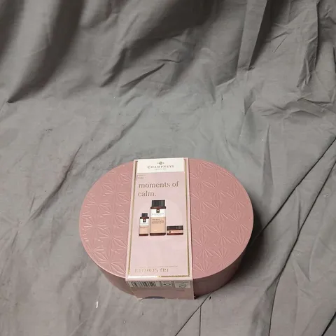 CHAMPNEYS MOMENTS OF CALM BATHING TIN – PINK ROUND TIN