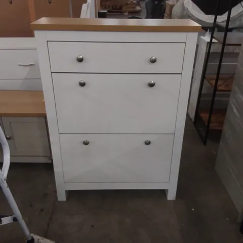 WOODEN SHOE STORAGE CABINET - WHITE