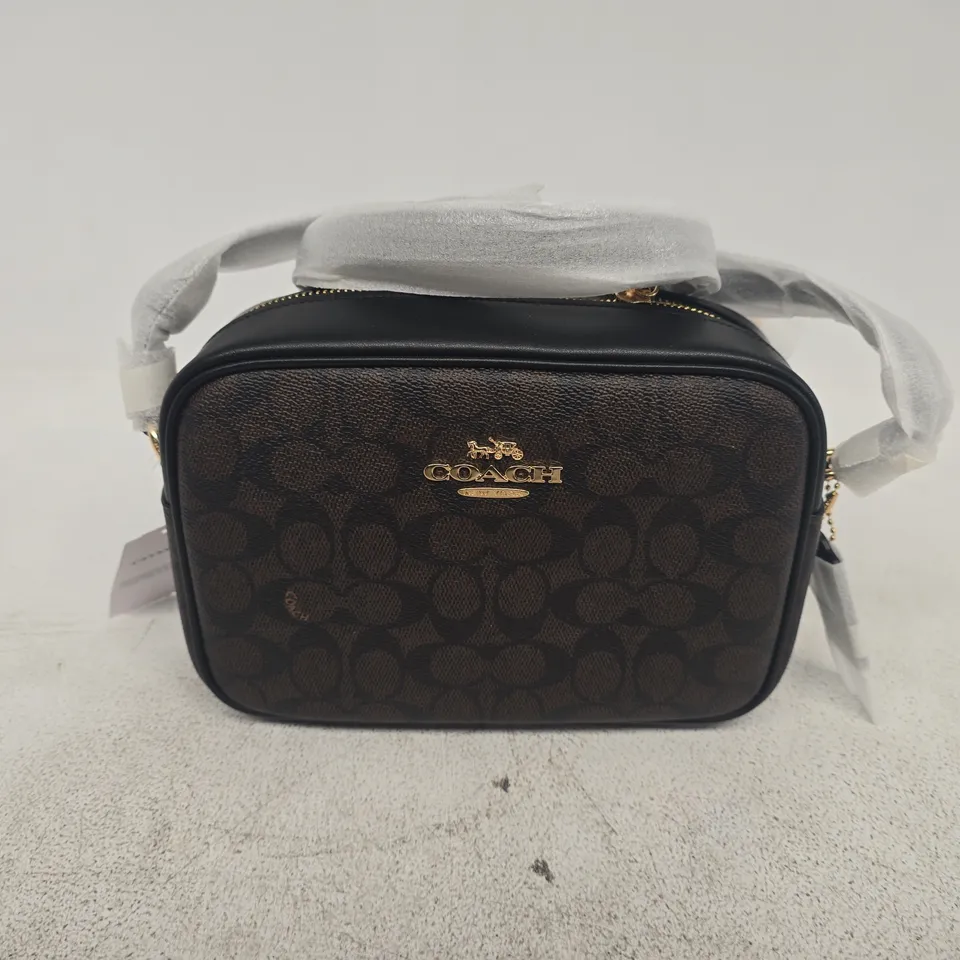 COACH BROWN SIGNATURE CANVAS CROSSBODY BAG