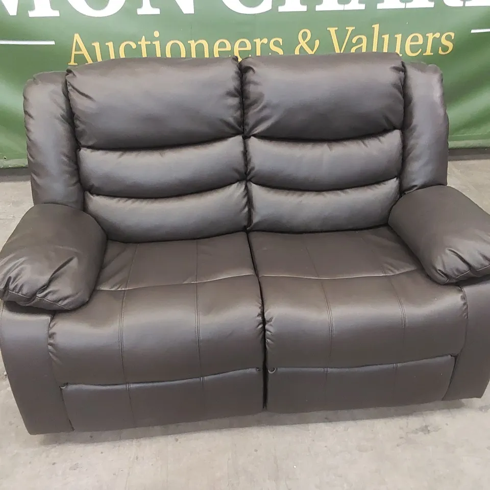 DESIGNER SORRENTO 2 SEATER MANUAL RECLINER SOFA IN FAUX LEATHER 
