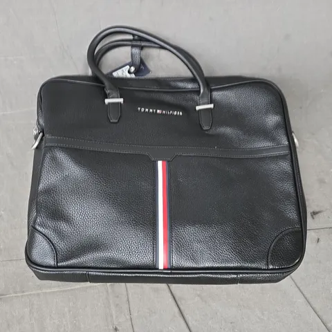TOMMY HILFIGER BLACK LEATHER BAG
