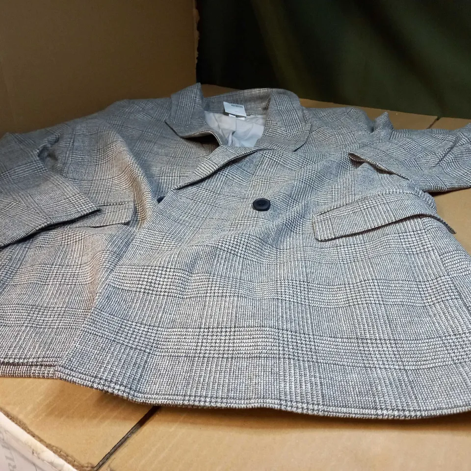 H&M BROWN CHECK OVERSIZED BLAZER - LARGE