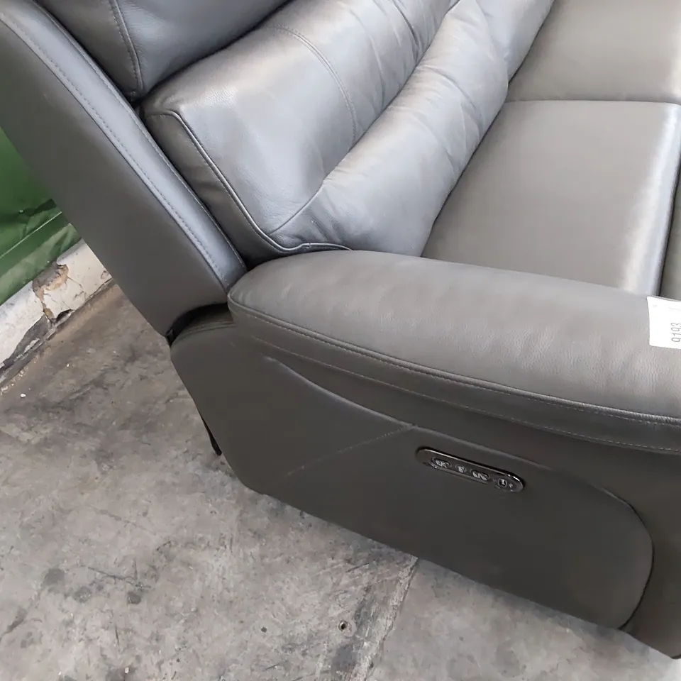 DESIGNER POWER RECLINING THREE SEATER SOFA ANTHRACITE LEATHER 