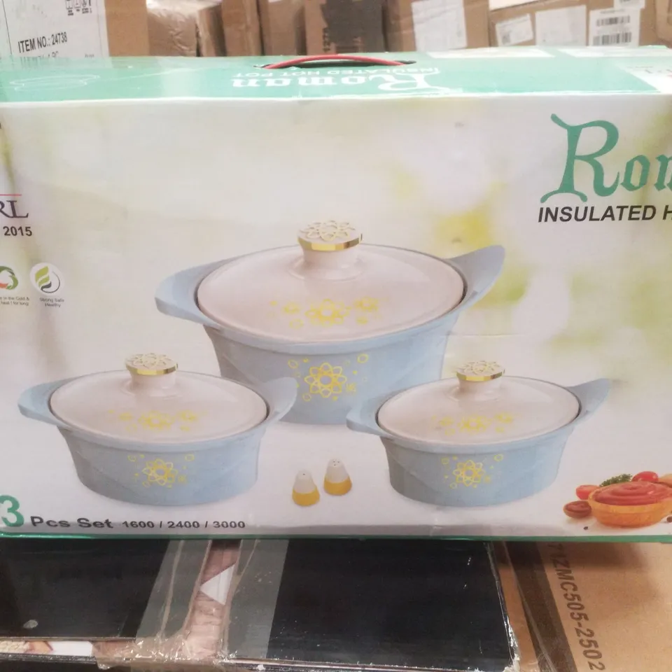 BOXED PEARL ROMAN INSULATED HOT POT - BLUE