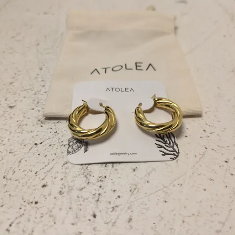 ATOLEA GOLD-TONE TWISTED HOOP EARRINGS