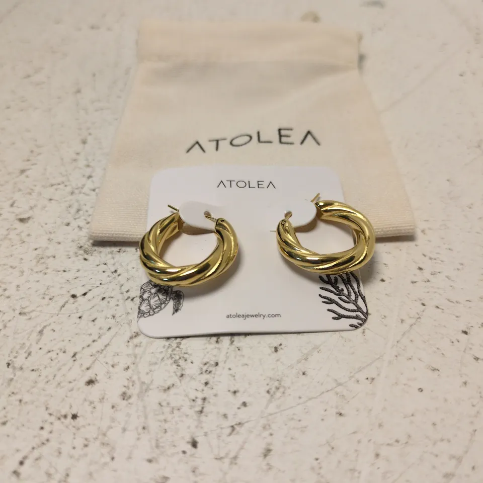 ATOLEA GOLD-TONE TWISTED HOOP EARRINGS