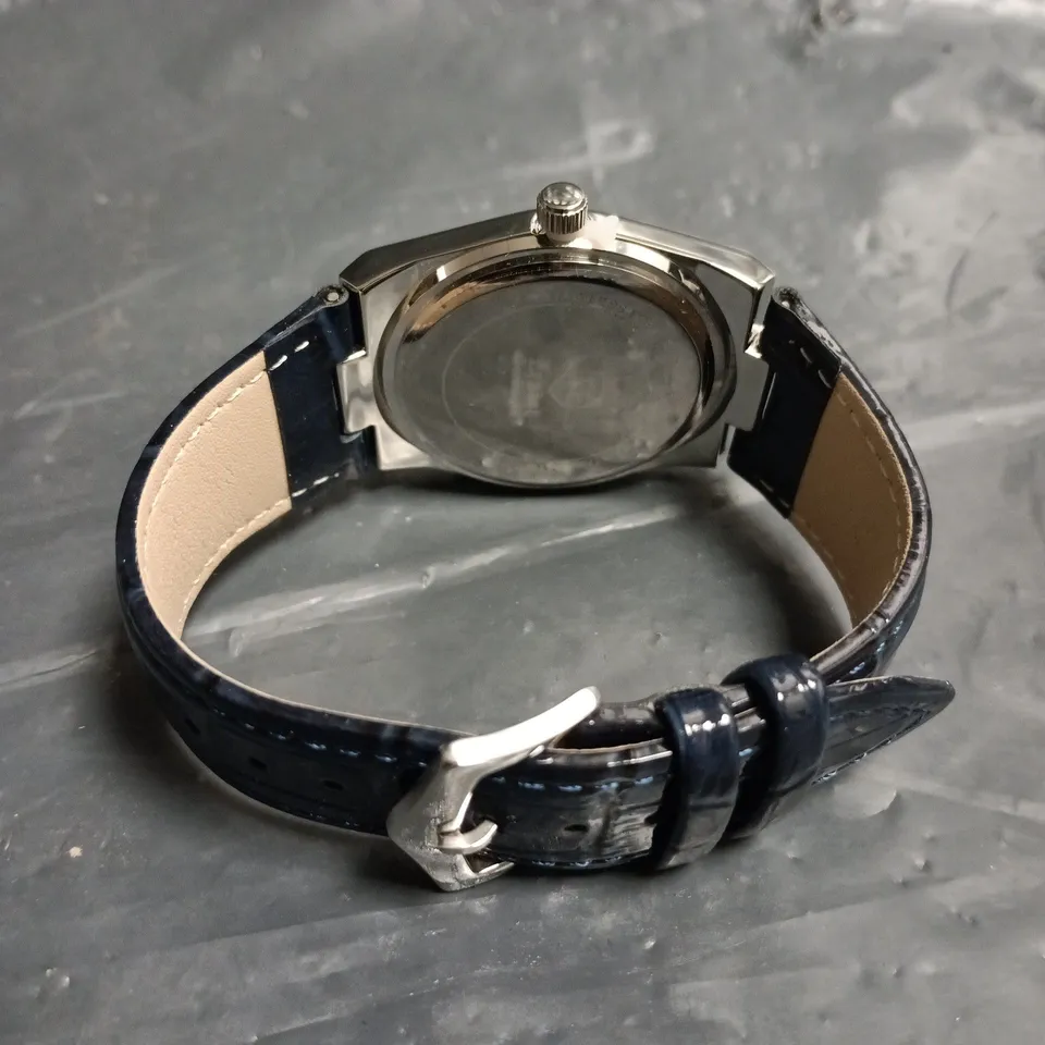 MENS ERNEST FERDINAND WATCH – DAY DATE CALENDAR DIAL – LEATHER STRAP