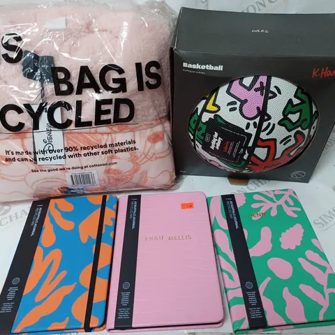 APPROXIMATELY 5 COTTON ON ITEMS INCLUDING BASKET BALL, THROW, NOTEBOOKS
