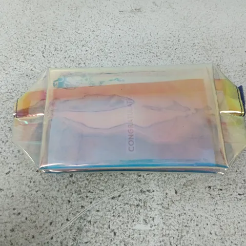APPROXIMATELY 40 BIRCHBOX TRANSPARENT IRIDESCENT HOLOGRAPHIC COSMETIC POUCH BAGS