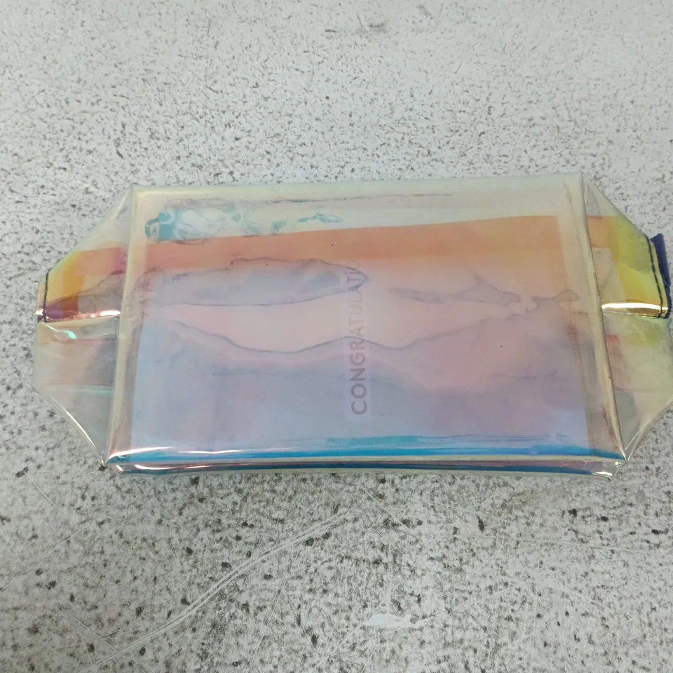 APPROXIMATELY 40 BIRCHBOX TRANSPARENT IRIDESCENT HOLOGRAPHIC COSMETIC POUCH BAGS