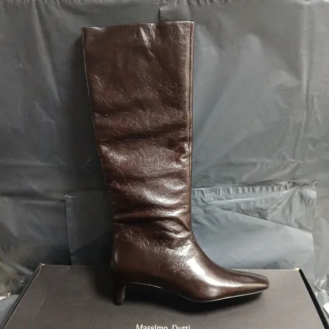 MASSIMO DUTTI BROWN KNEE-HIGH LEATHER BOOT EU 41
