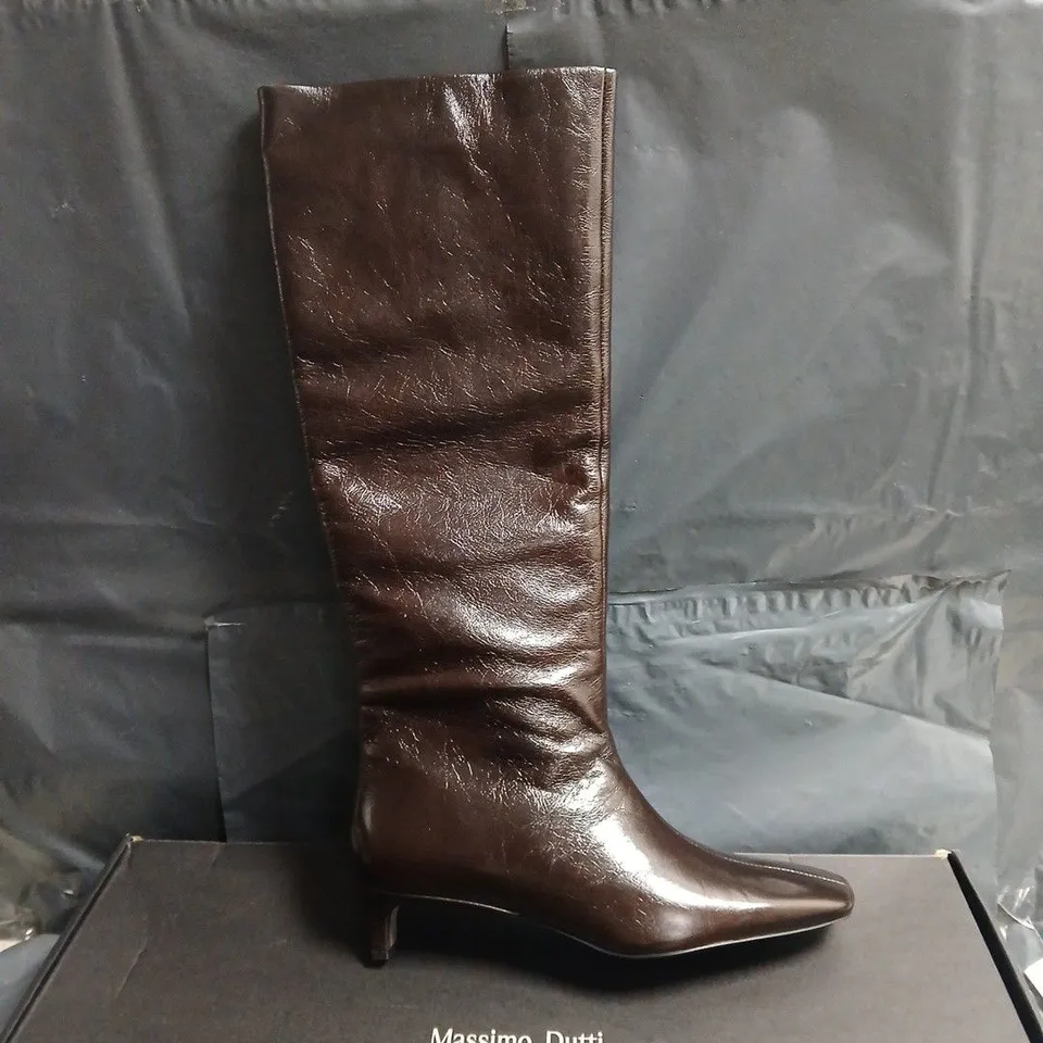 MASSIMO DUTTI BROWN KNEE-HIGH LEATHER BOOT EU 41