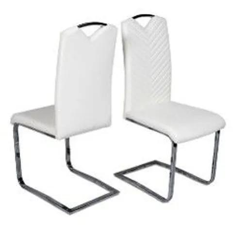 BOXED MARCO DINING CHAIR IN FAUX LEATHER CREAM - SET OF 2 (1 BOX)