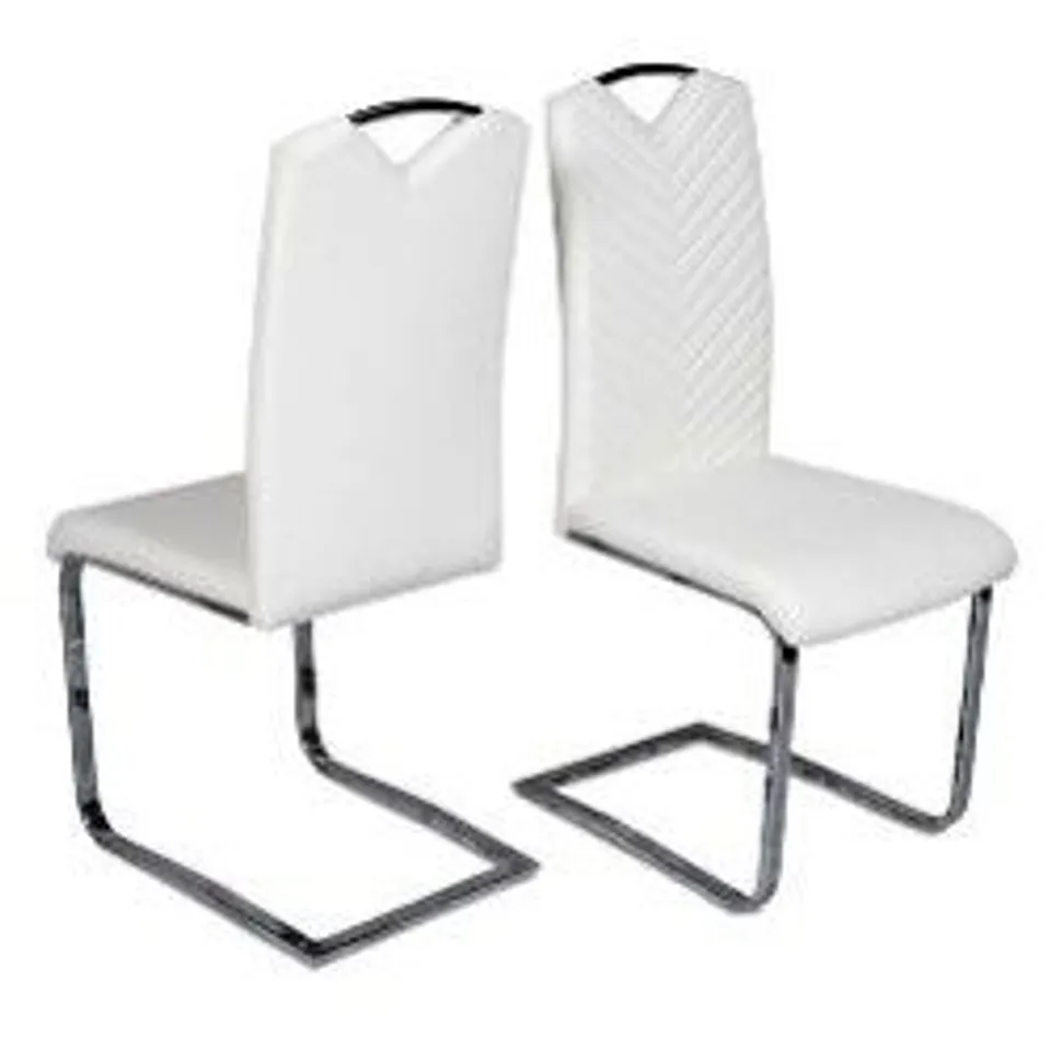 BOXED MARCO DINING CHAIR IN FAUX LEATHER CREAM - SET OF 2 (1 BOX)