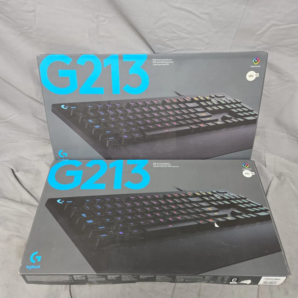 2 X BOXED LOGITECH G213 GAMING KEYBOARDS (HUNGARIAN LAYOUT) 