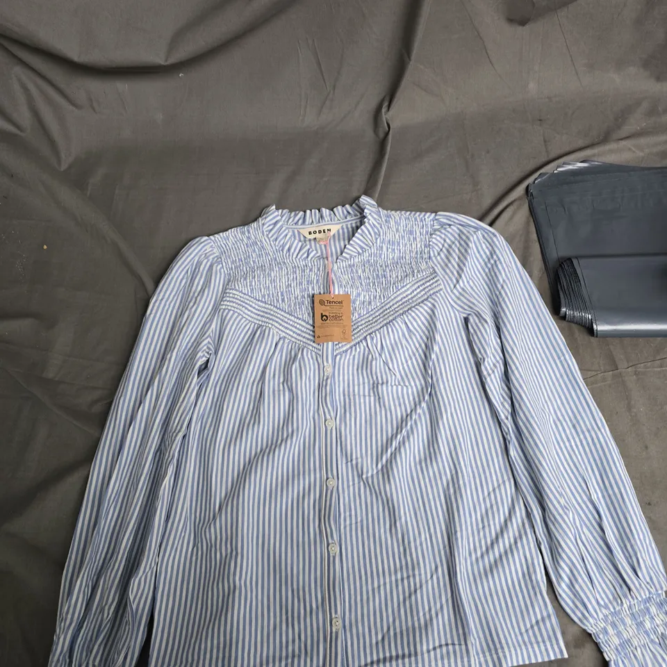 BODEN WOMEN’S BLUE & WHITE STRIPE SHIRT, UK 8 (US 4)