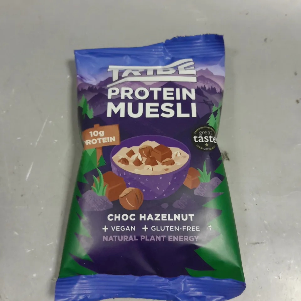 8 X SEALED TRIBE CHOCOLATE HAZELNUT CRUNCH PROTEIN MUESLI - 8 X 70G