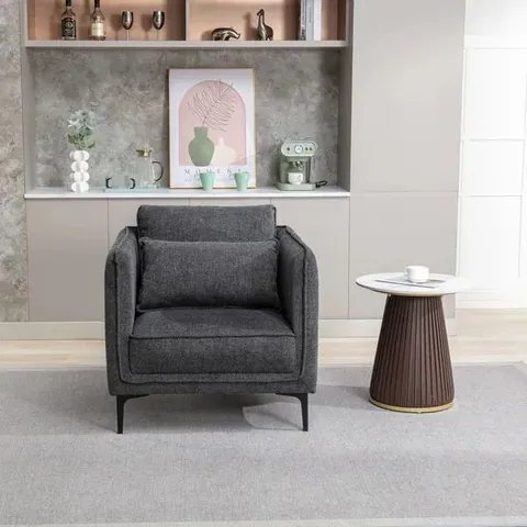 BOXED IMAGE FURNISHINGS LANDON CHENILLE OCCASIONAL ARMCHAIR - DARK GREY (1 BOX)