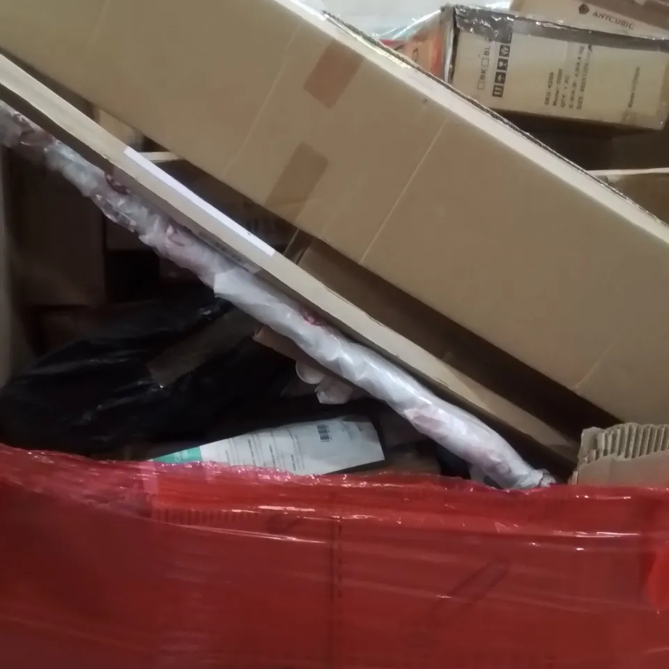 PALLET OF ASSORTED HOUSEHOLD GOODS AND PRODUCTS TO INCLUDE; SKATEBOARDS , WALLPAPER , ETC 