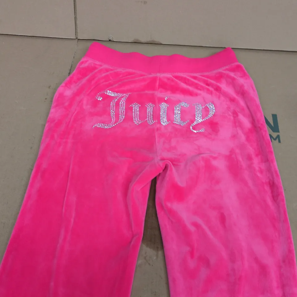 JUICY COUTURE VELOUR TRACK PANTS – PINK, UK SIZE SMALL (S)