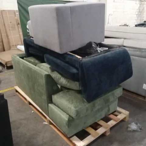 PALLET OF ASSORTED INCOMPLETE DESIGNER SOFA PARTS AND PIECES 