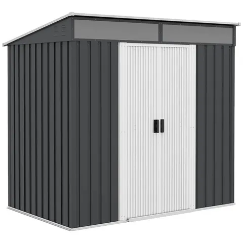 BOXED BRYNLEA 6.5FT x 4FT GALVANISED STEEL PENT STORAGE SHED (2 BOXES)