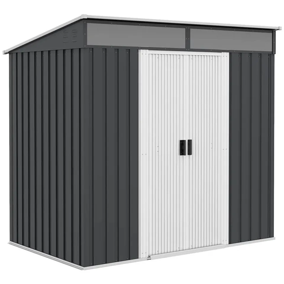 BOXED BRYNLEA 6.5FT x 4FT GALVANISED STEEL PENT STORAGE SHED (2 BOXES)