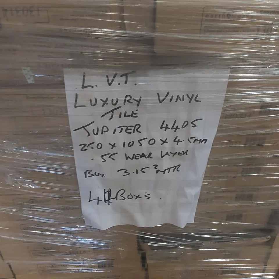 PALLET CONTAINING APPROXIMATELY 44x BOXES OF BRAND NEW LUXURY VINYL TILE JUPITER 250 X 1050×4.5MM 55 WEAR LAYER BOX 3.15 M²