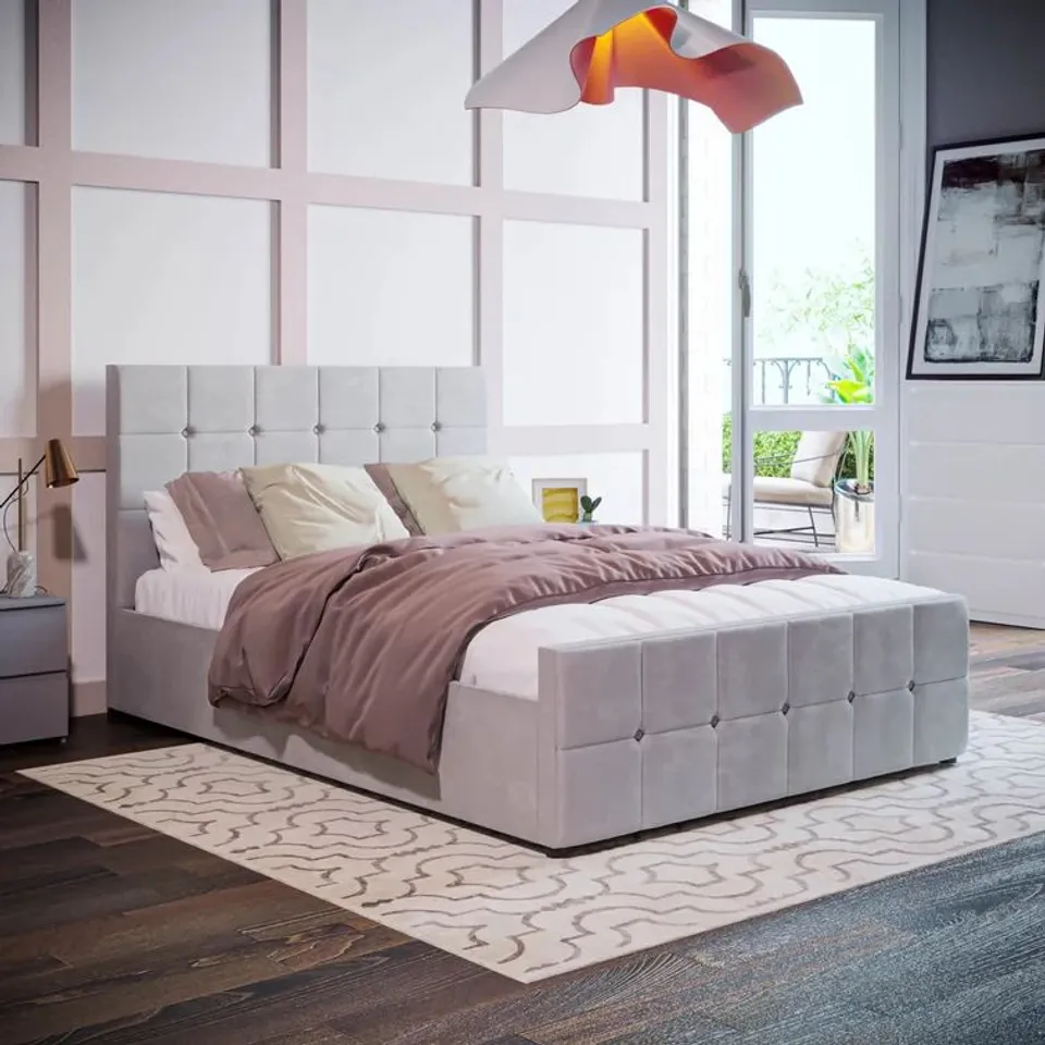 BOXED CONNELL UPHOLSTERED OTTOMAN BED OYSTER 4 BOXES COMPLETE 