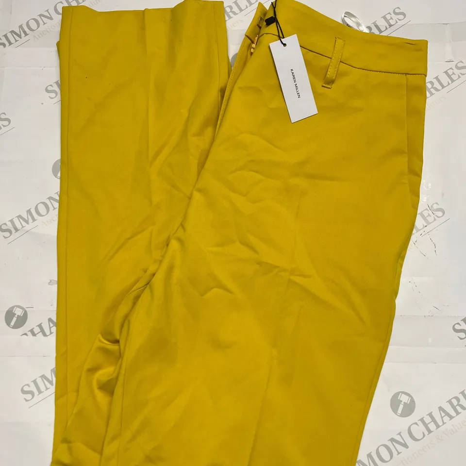 KAREN MILLEN POLISHED TAILORED STRAIGHT LEG TROUSERS IN OCHRE SIZE 12