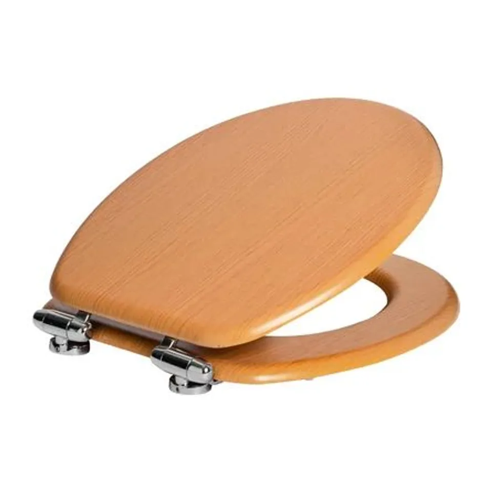 BOXED HARBOUR HOUSEWARES - WOODEN SOFT CLOSE TOILET SEAT - BEECH 