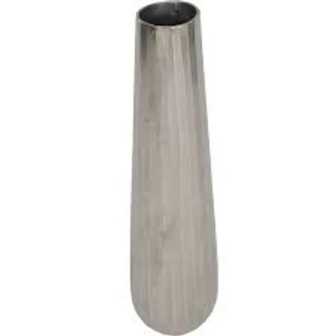 BOXED HOMESDIRECT365 ICONIC RIPPLES SILVER ALUMINIUM TAPERED VASE 70CM