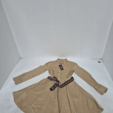 POLO RALPH LAUREN KHAKI SHIRT DRESS, WOMEN'S, UK 12