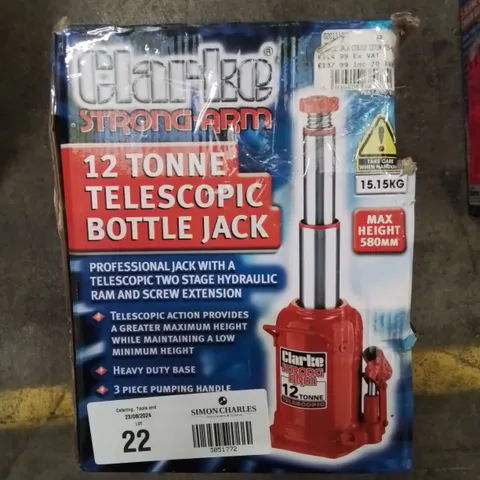 BOXED CLARKE -STRONG ARM- 12 TONNE TELESCOPIC JACK