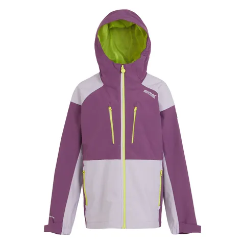 BRAND NEW REGATTA KIDS' HIGHTON V WATERPROOF JACKET IN SUNSET PURPLE/LILAC FROST SIZE UK 3-4 YEARS