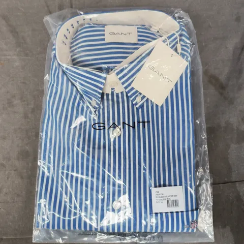 BAGGED GANT CLASSIC POPLIN STRIPE SHIRT IN COLLEGE BLUE SIZE XL