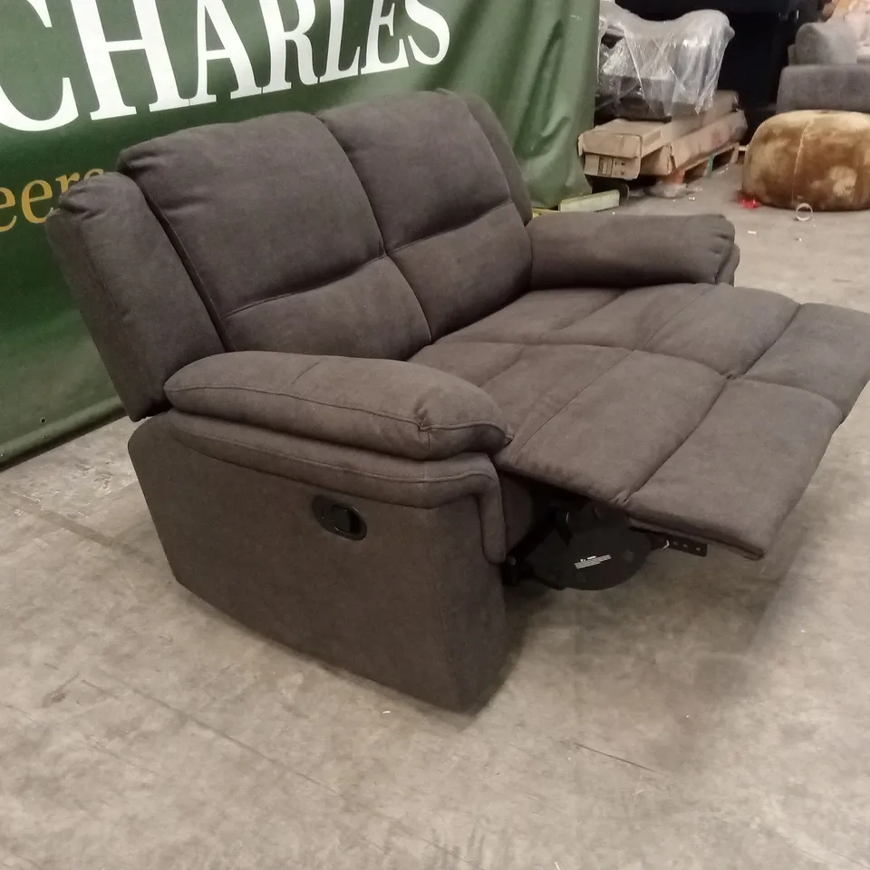 ALBION CHENILLE 2 SEATER HIGH BACK MANUAL RECLINER SOFA - CHARCOAL RRP £579